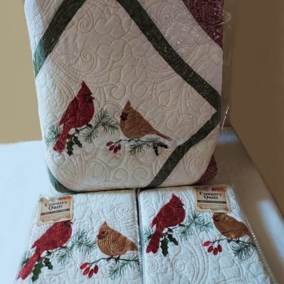 SOLDCracker Barrel Vtg Cardinal Redwood King Quilt 2 Standard Shams NWT RARE-HTF - Picture 9 of 11